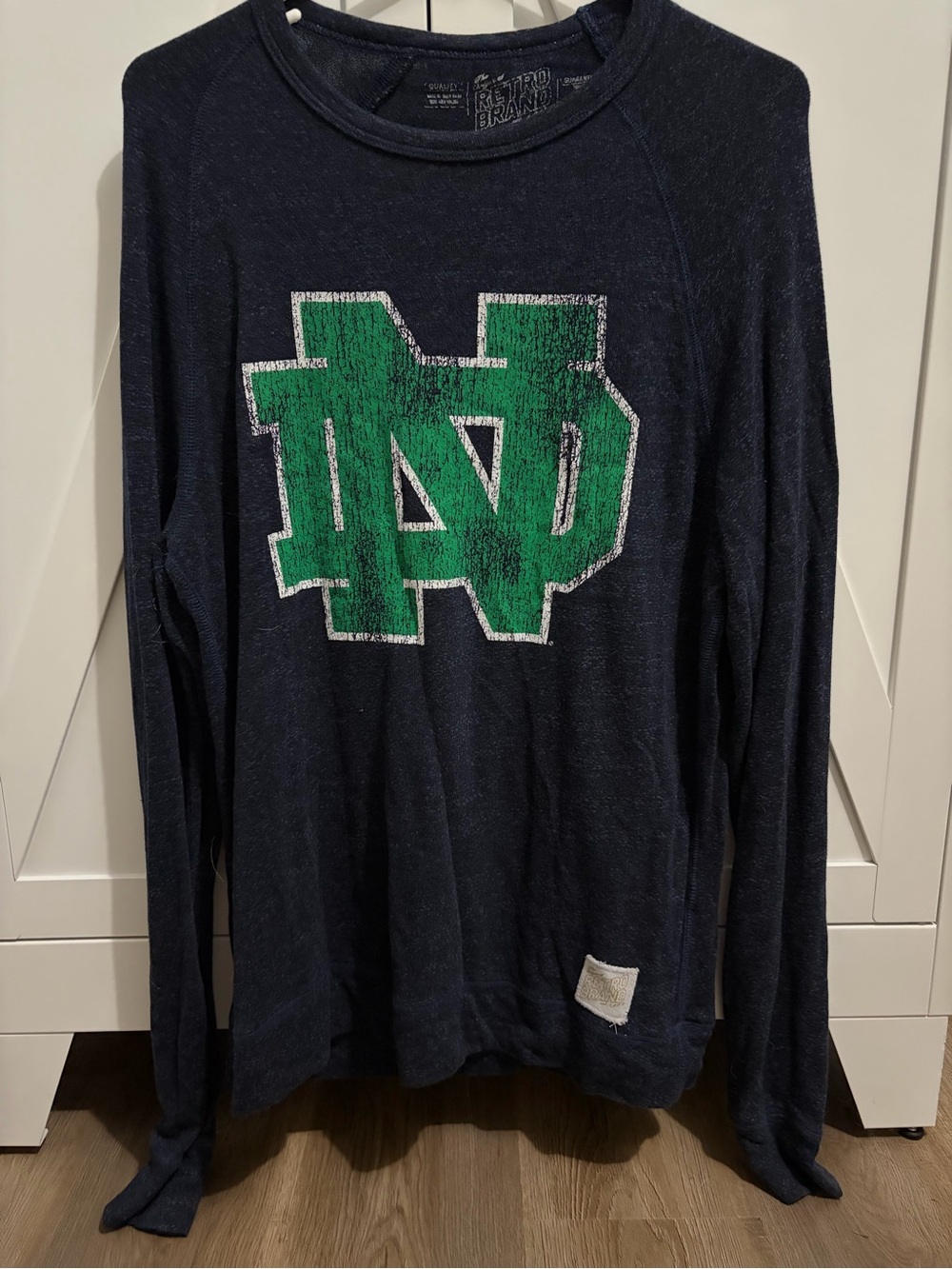 Original Retro Brand Navy Crew Sweatshirt with Green Logo